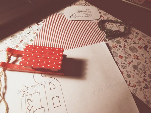 Новогодняя открытка в технике киригами