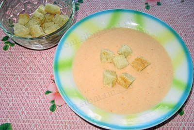 Суп-пюре из горбуши с сыром