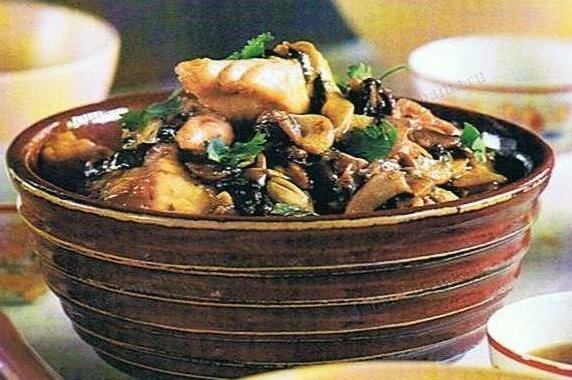 Морской язык с шампиньонами и рисовым вином. Рецепт китайской кухни