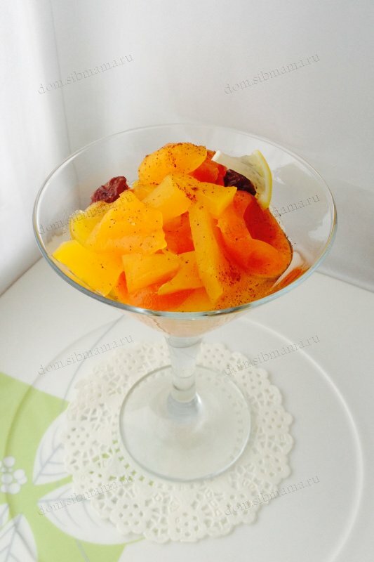 Десерт Оранжевое настроение из тыквы с курагой и лимоном 